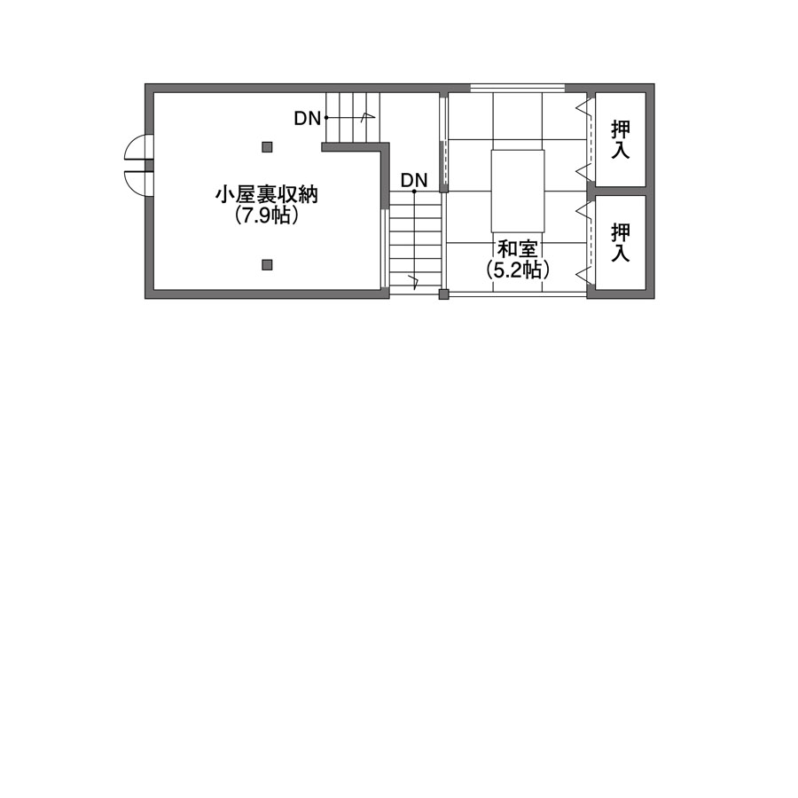 50.66坪のガレージハウス間取り図小屋裏
