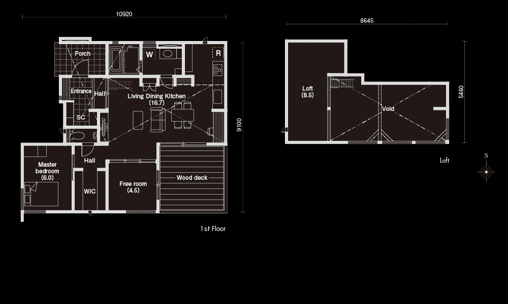 平屋規格住宅1　間取り図