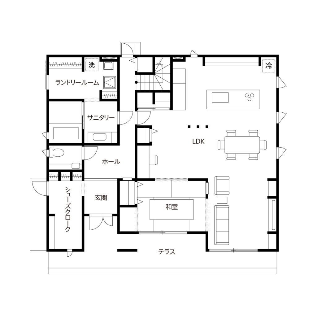 子供部屋のある注文住宅の間取り図　1F