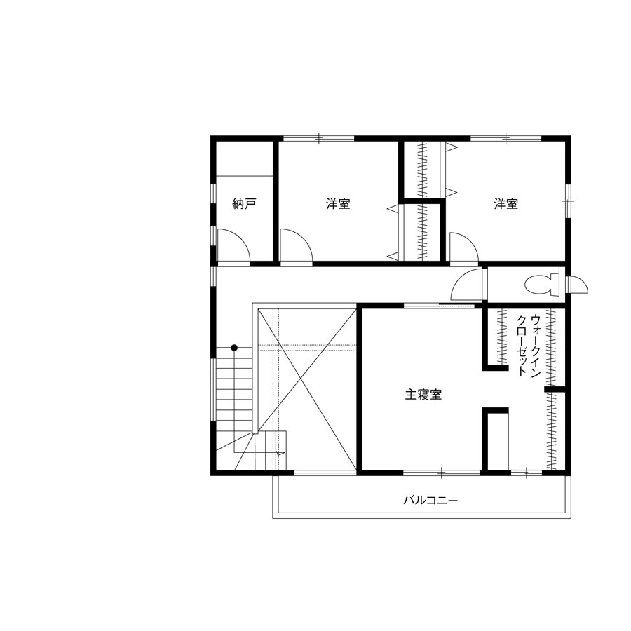 34.37坪1500万円の注文住宅の間取り図2F