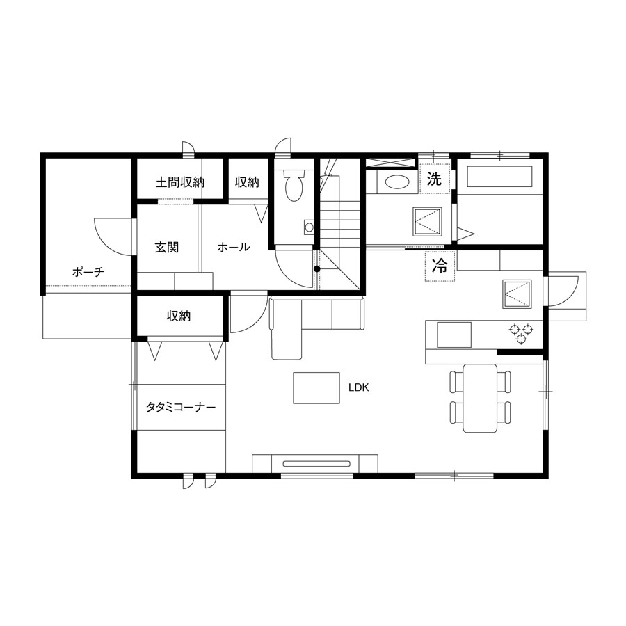 39.92坪1500万円の注文住宅の間取り図1F