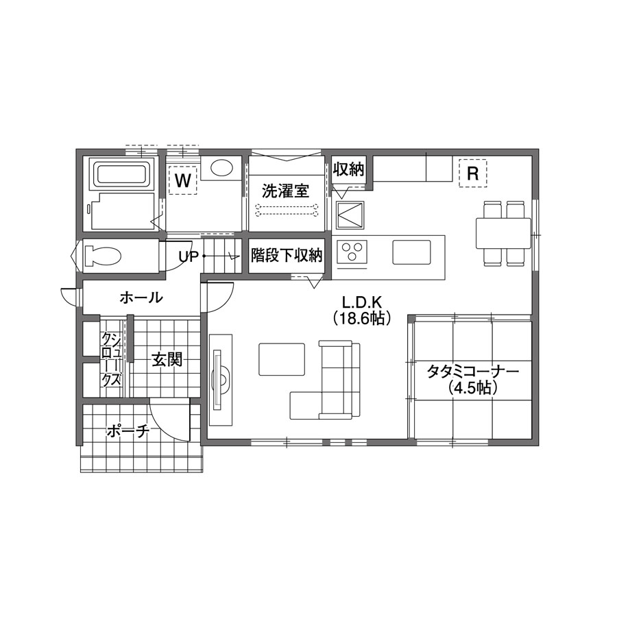 37.82坪1500万円の注文住宅の間取り図1F