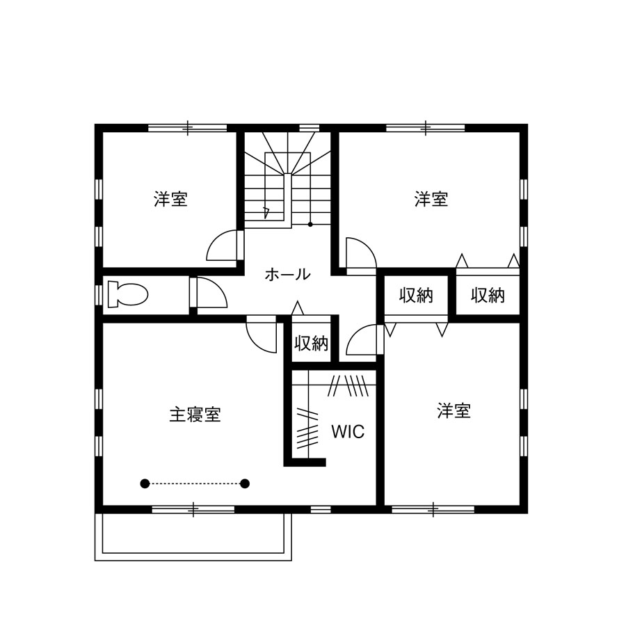 35.56坪1500万円の注文住宅の間取り図2F
