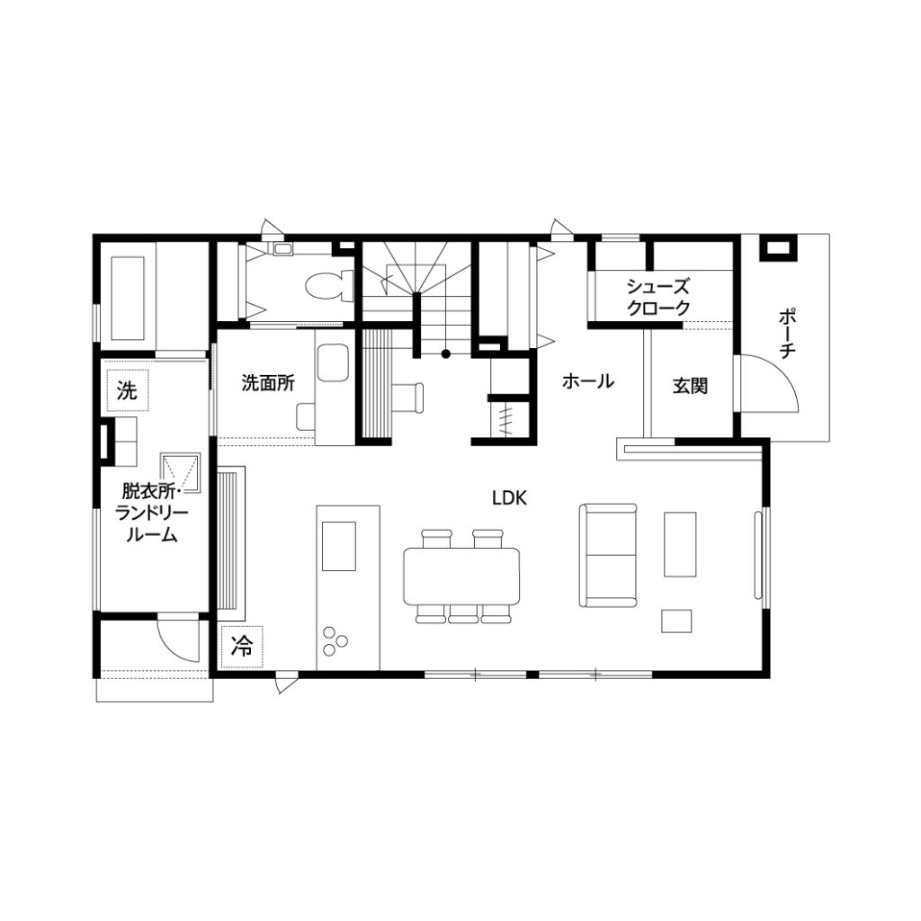 3000万円台の注文住宅の間取り図1F 