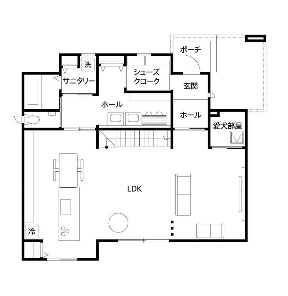 4000万円台の注文住宅の間取り図1F