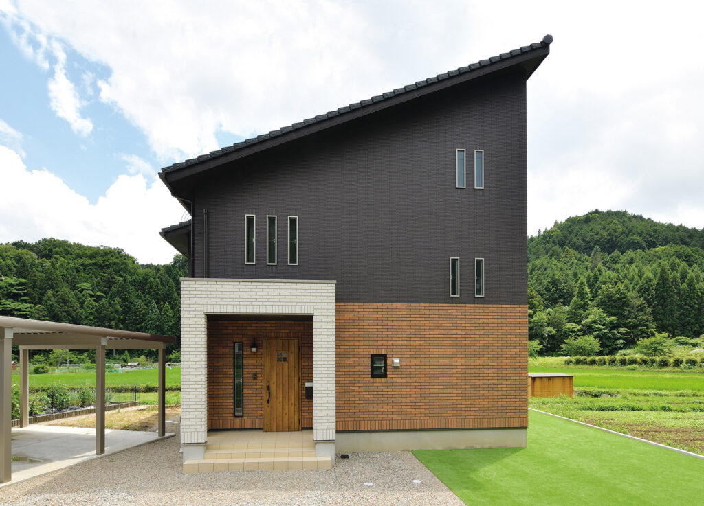 片流れ屋根と外壁の組み合わせがおしゃれな家の外観