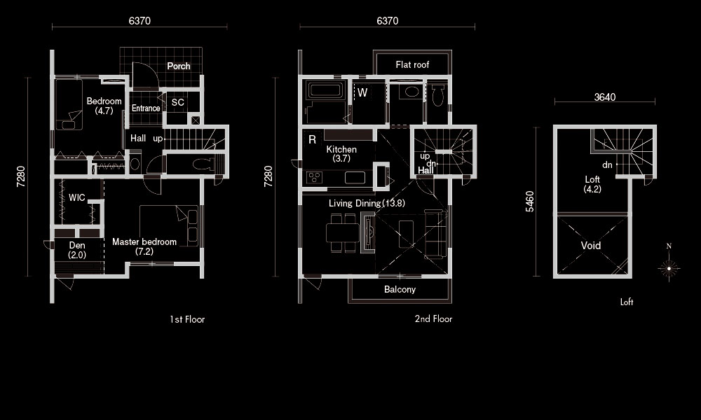 24.29坪の2LDK2階建て間取り図