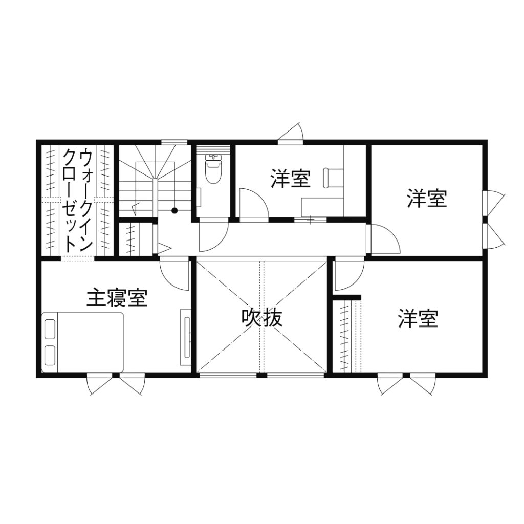 ランドリールームと洗面所が別の間取り2F