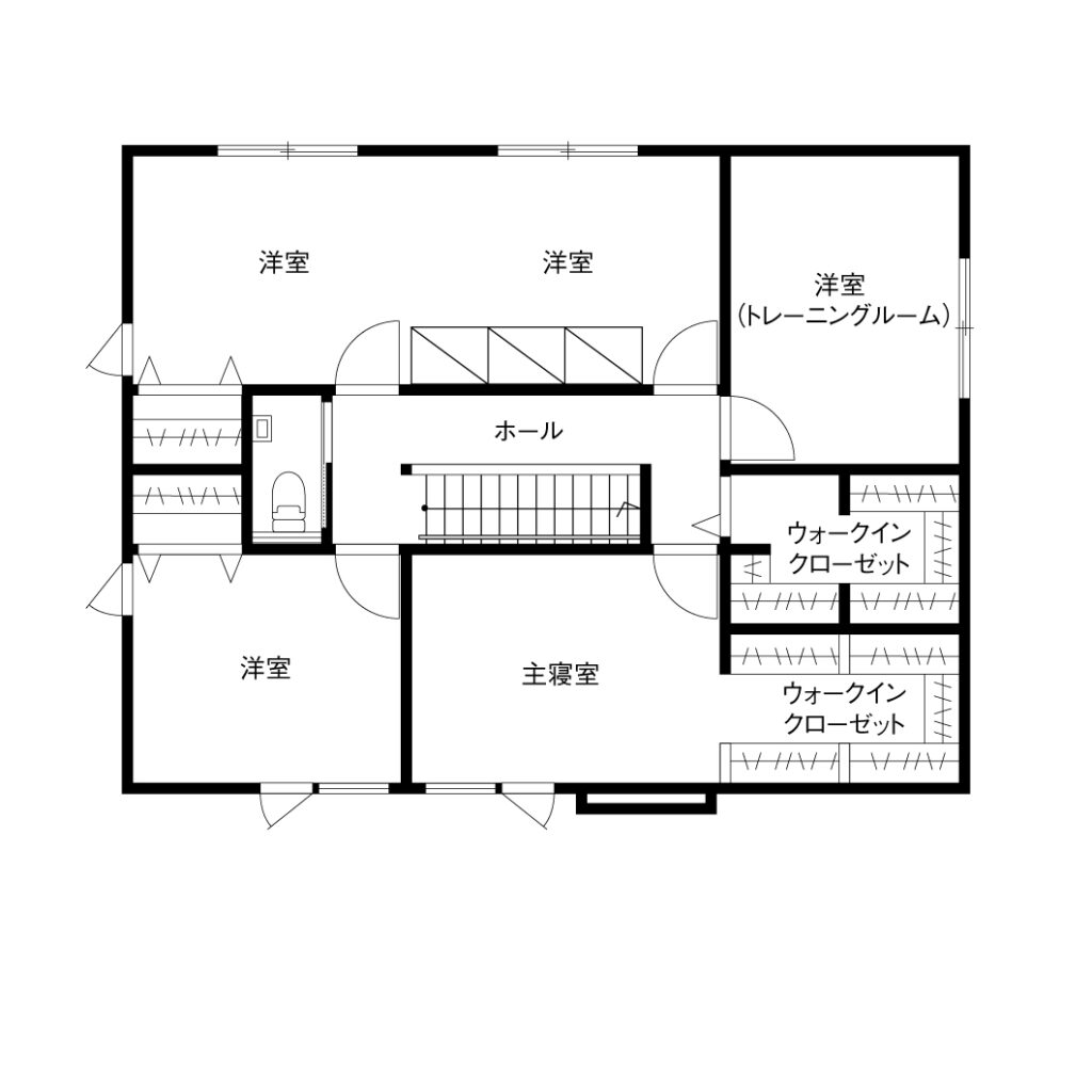 オープンクローゼットのある家の間取り図