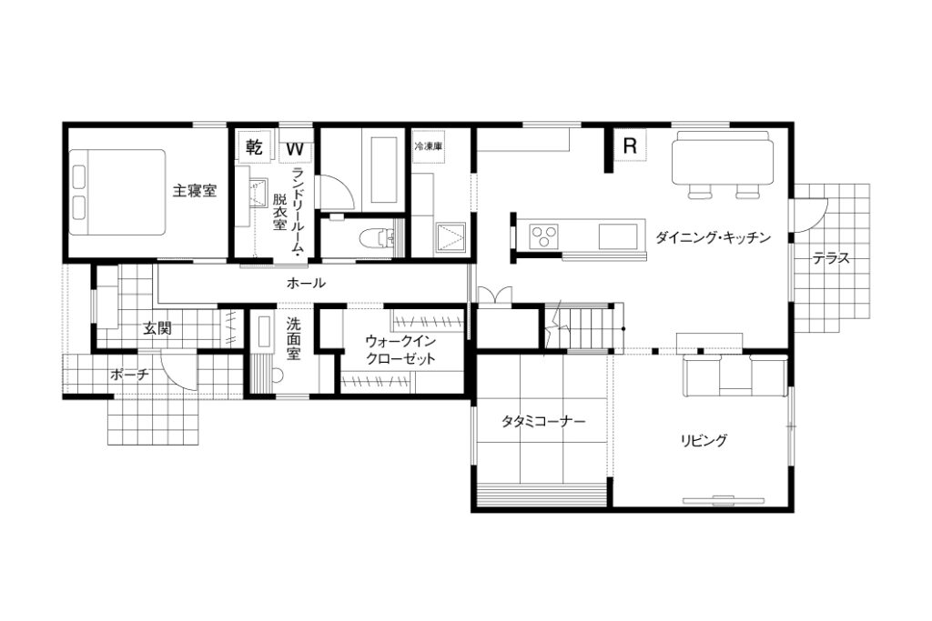 敷地面積83.79坪の家の間取り図1F