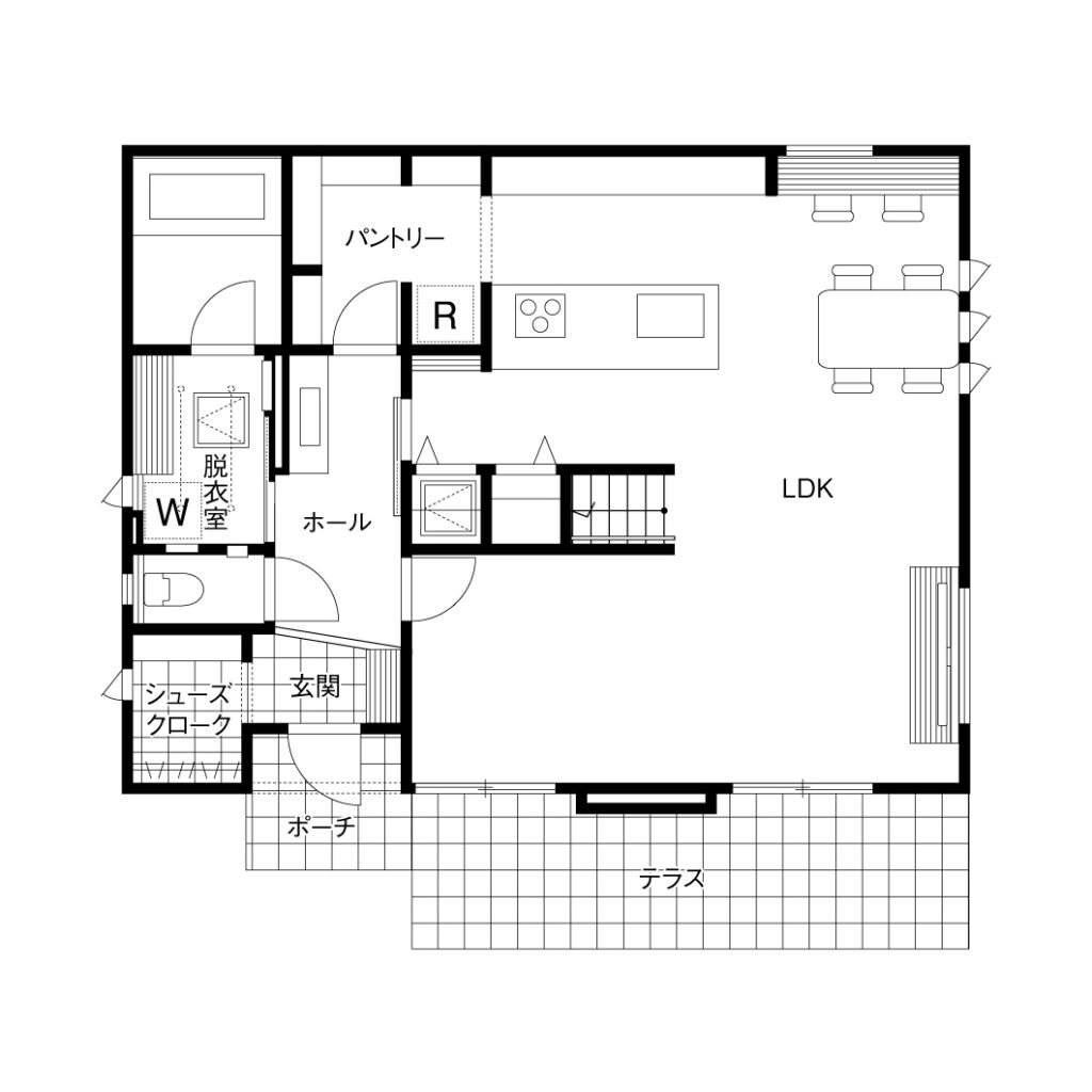 5LDKの注文住宅の間取り図1F