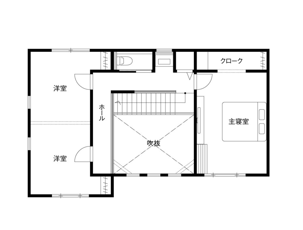 吹き抜け階段の間取り図2F