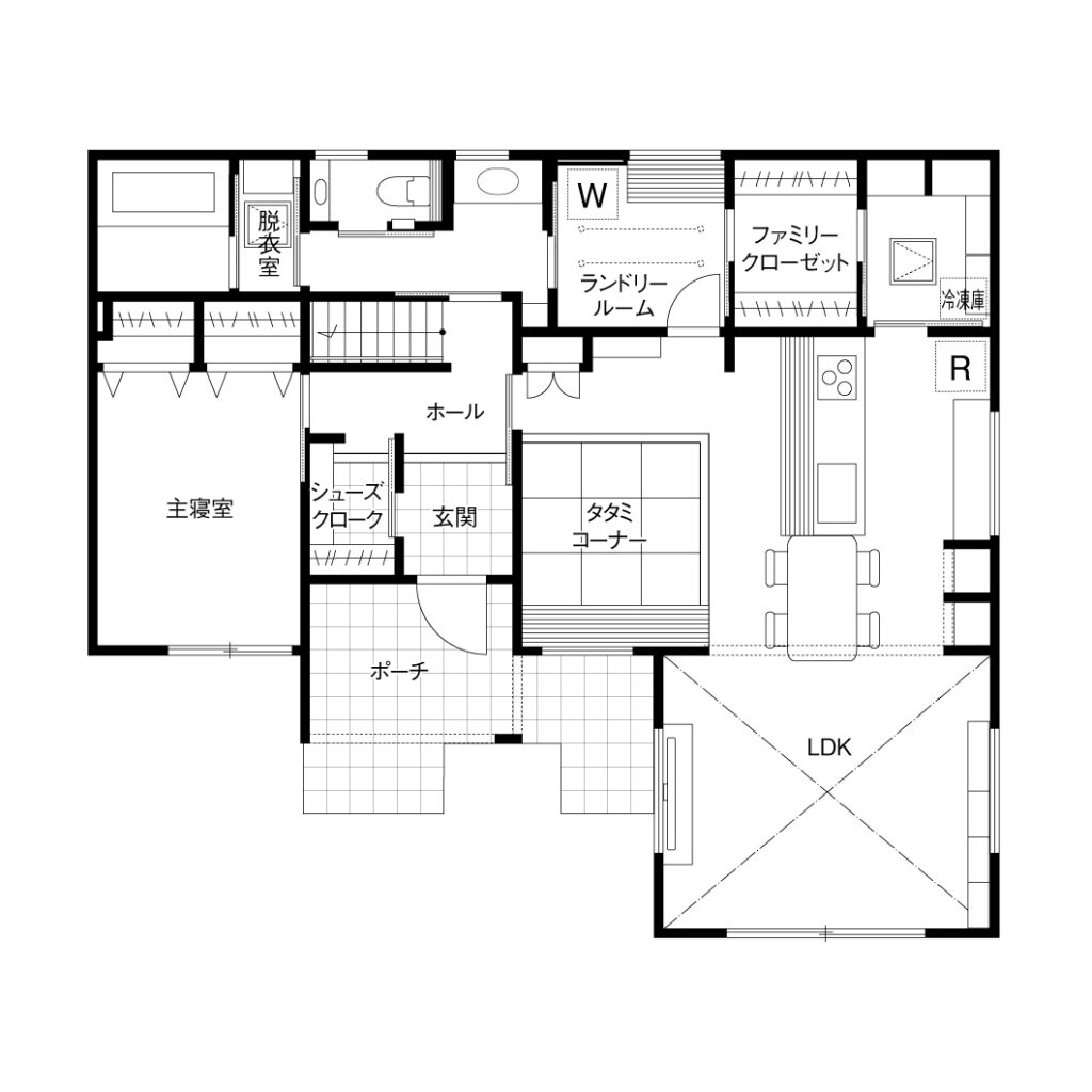 玄関を入ってすぐ階段の間取り図