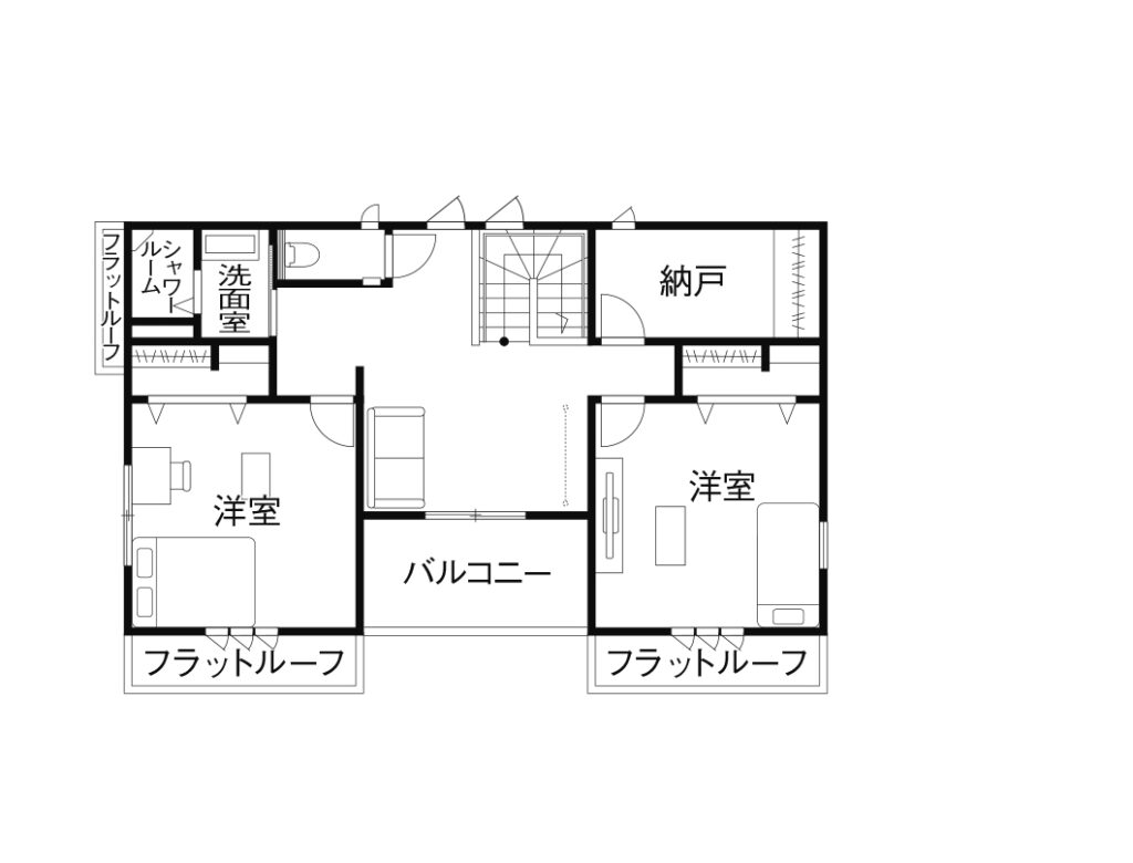 延床面積49.02坪の1階完結型の家の間取り図2F