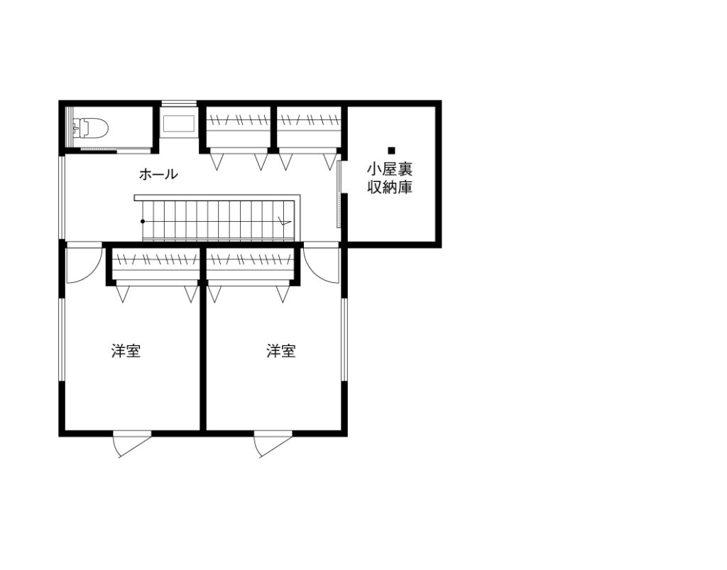 延床面積36.88坪の1階完結型の家の間取り図2F