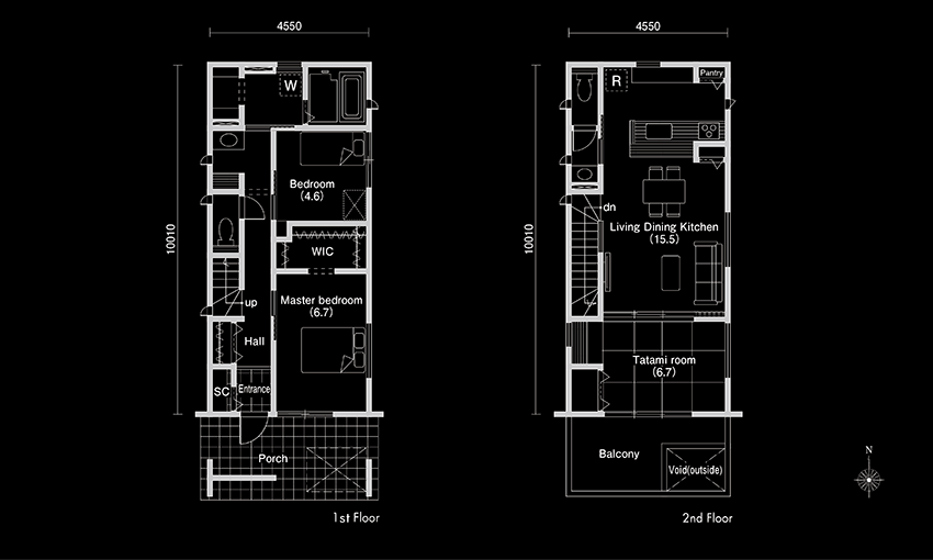 切妻屋根が際立つアーバンモダンの家：間取り