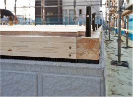 厚さ28mm※の床構造用合板を採用し、床倍率1.2倍を実現。　※メーターモジュールの場合