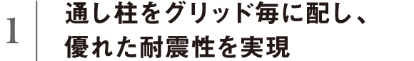 通し柱をグリッド毎に配し、優れた耐震性を実現